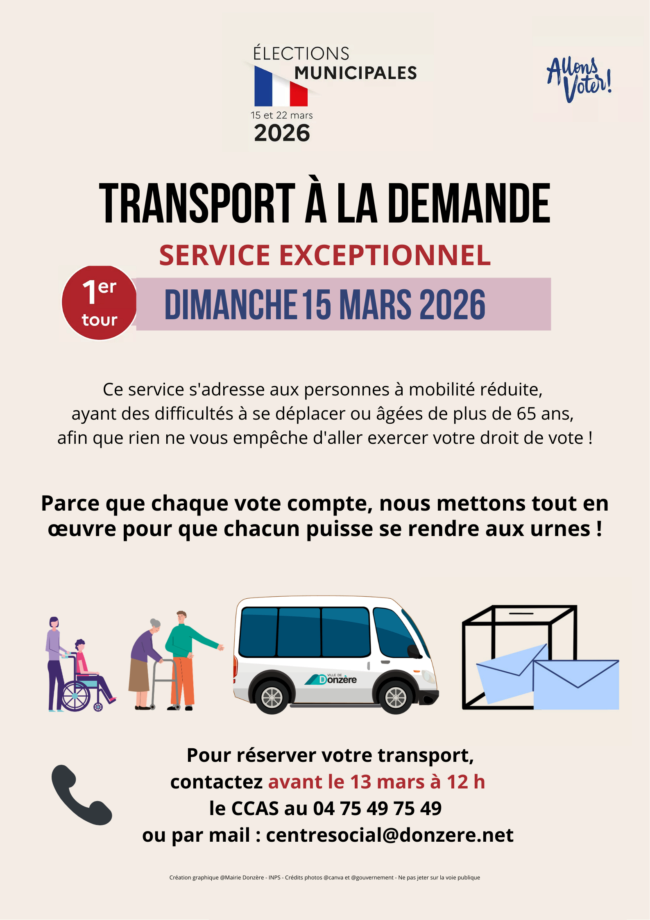 Elections municipales - TRANSPORT A LA DEMANDE – 15 mars 2026