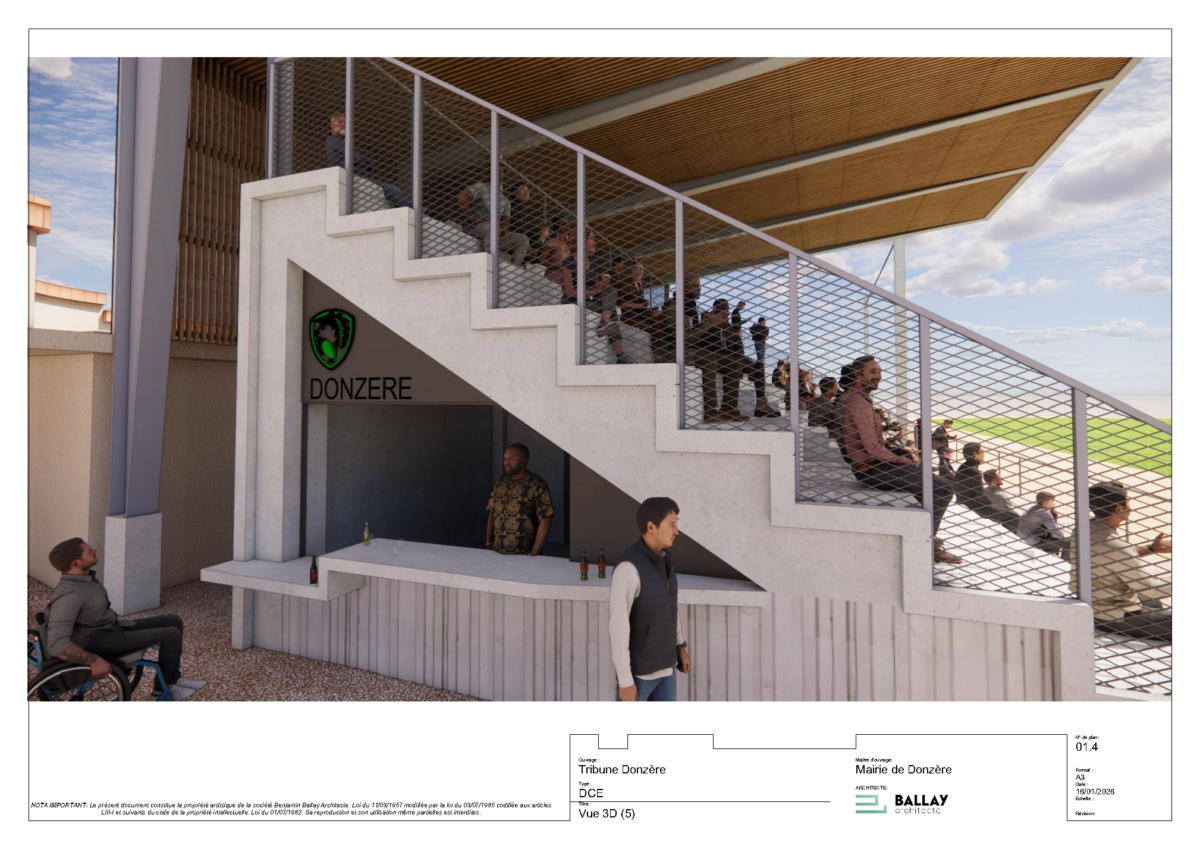 Travaux des tribunes du stade de rugby
