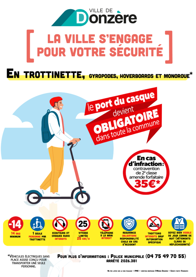 Trottinettes et EDPM : le port du casque devient obligatoire à Donzère