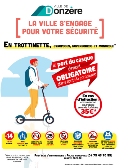 Trottinettes et EDPM : le port du casque devient obligatoire à Donzère