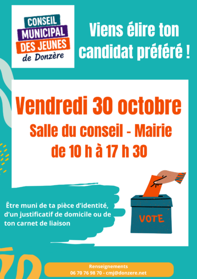 Conseil Municipal des Jeunes : rendez-vous aux urnes le 30 octobre !