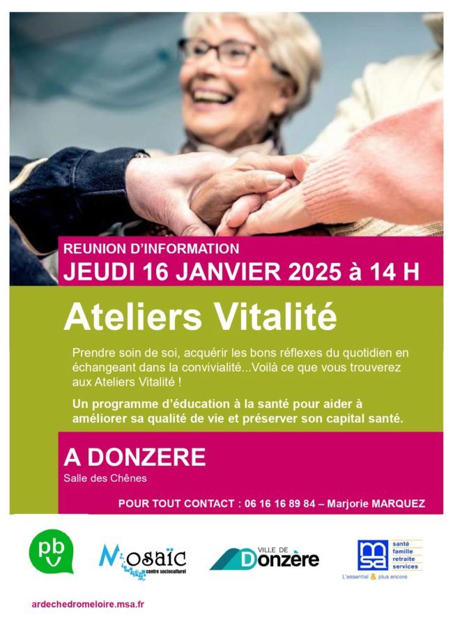 ATELIERS VITALITÉ - RÉUNION D'INFORMATIONS