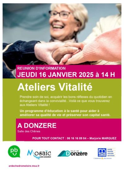 ATELIERS VITALITÉ - RÉUNION D'INFORMATIONS