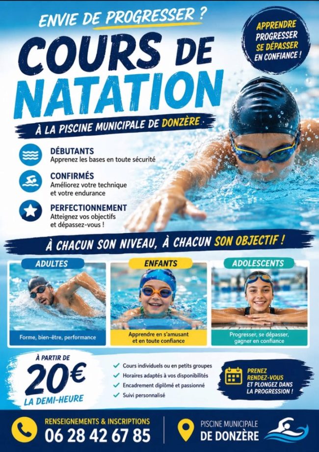 COURS DE NATATION et d'AQUAGYM 2026