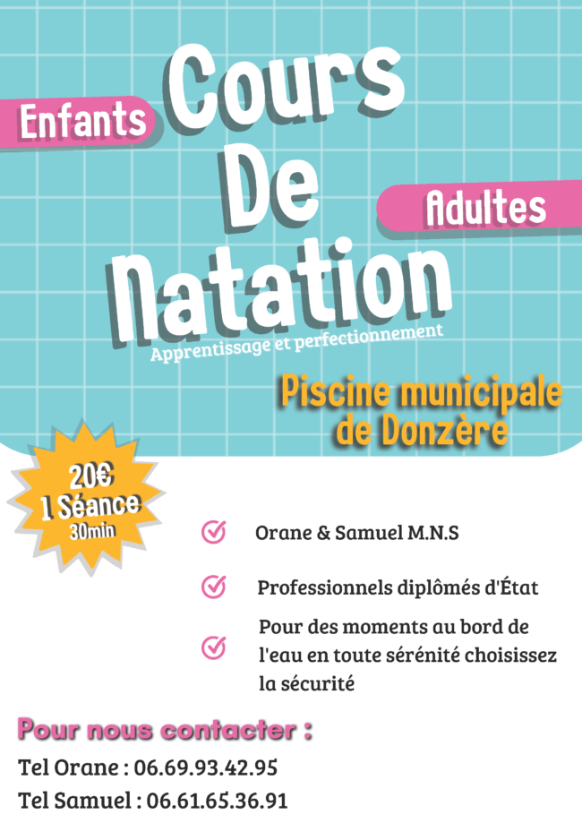 COURS DE NATATION 2025